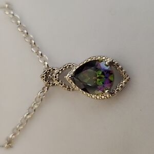 Mystic Topaz & Diamond Pendant necklace